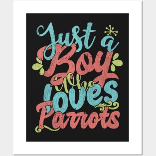 Just A Boy Who Loves Parrots Gift graphic Posters and Art